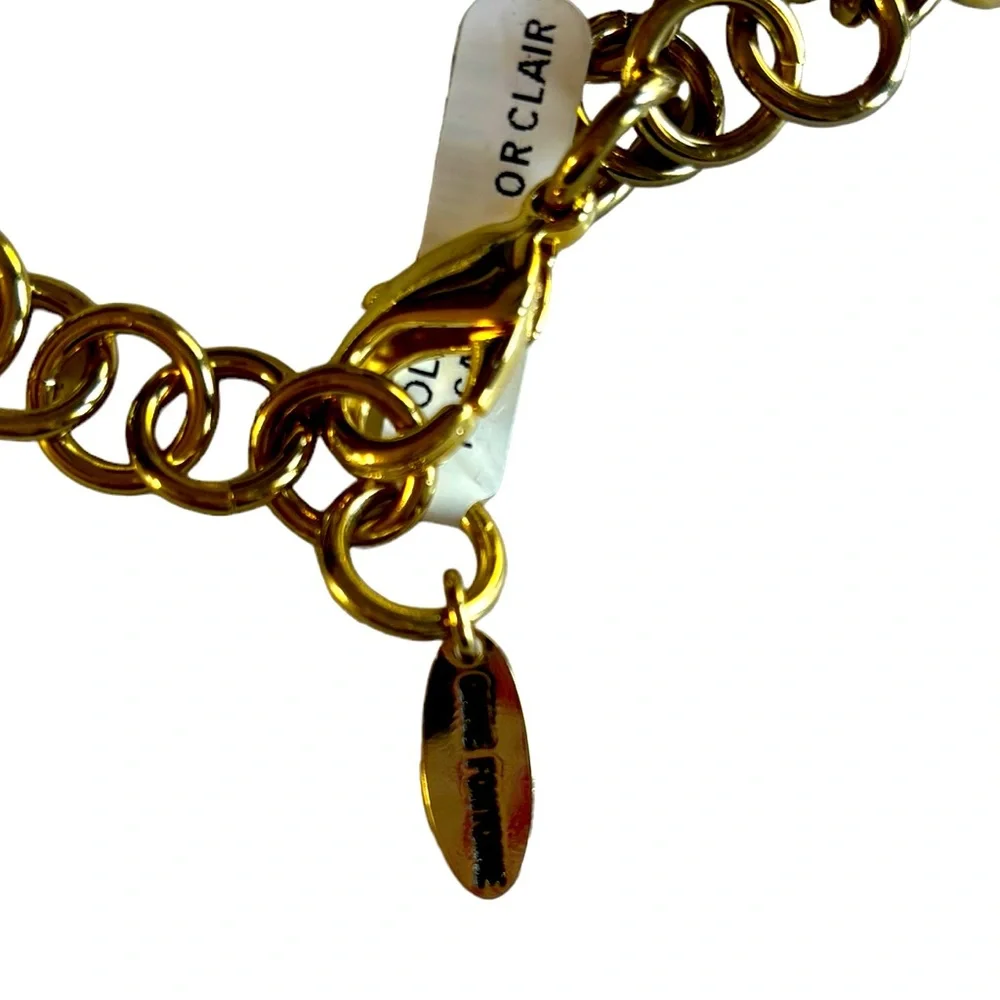 Anne Fontaine Lucite Bead On Clair Gold Tone Peter Pan Collar Volta Necklace 18”